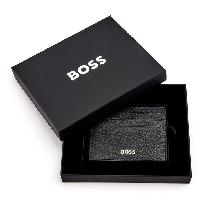 Hugo Boss klassischer schwarzer Granulat-Kartenhalter HLC416A