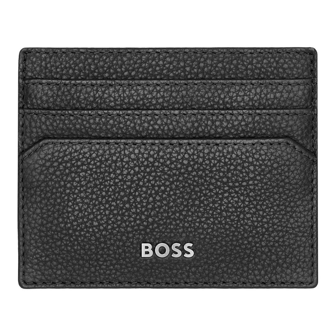 Hugo Boss klassischer schwarzer Granulat-Kartenhalter HLC416A