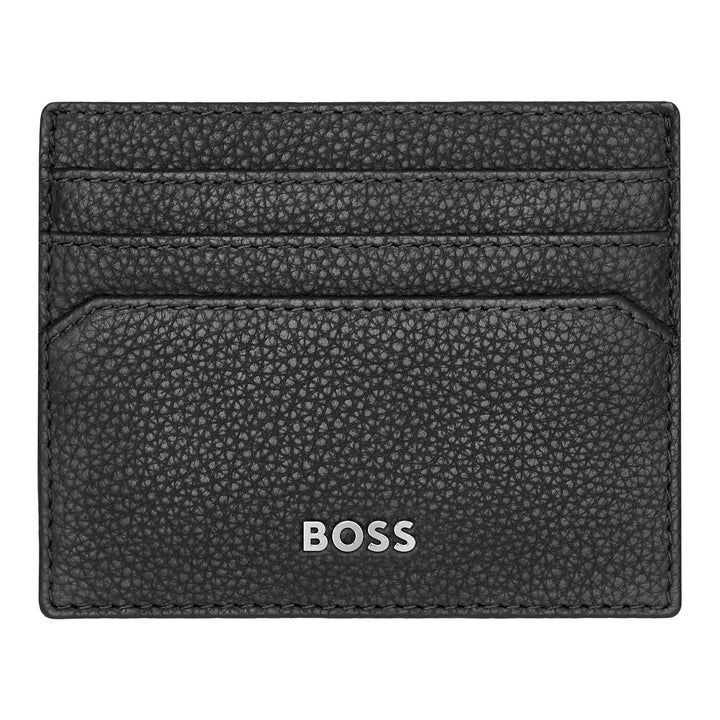 Hugo Boss klassischer schwarzer Granulat-Kartenhalter HLC416A