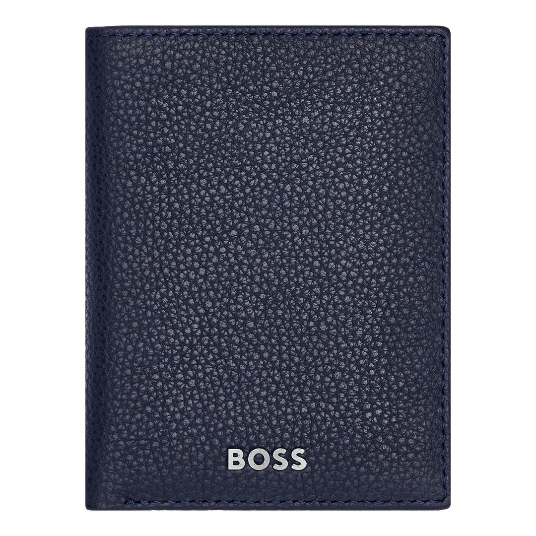 Hugo Boss klassischer Klappkartenhalter, genarbtes Marineblau, HLE416N