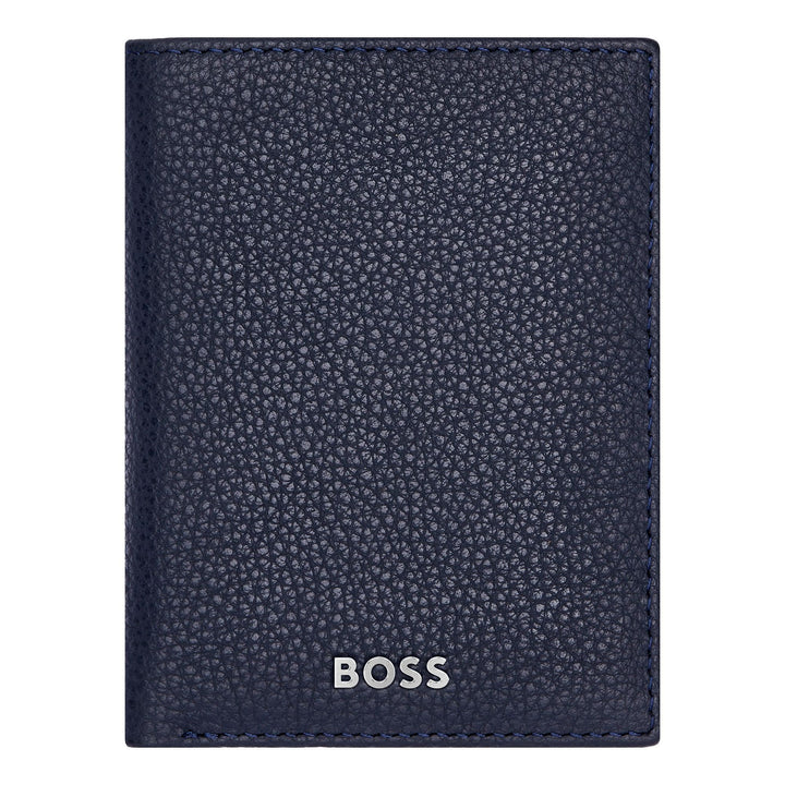 Hugo Boss klassischer Klappkartenhalter, genarbtes Marineblau, HLE416N