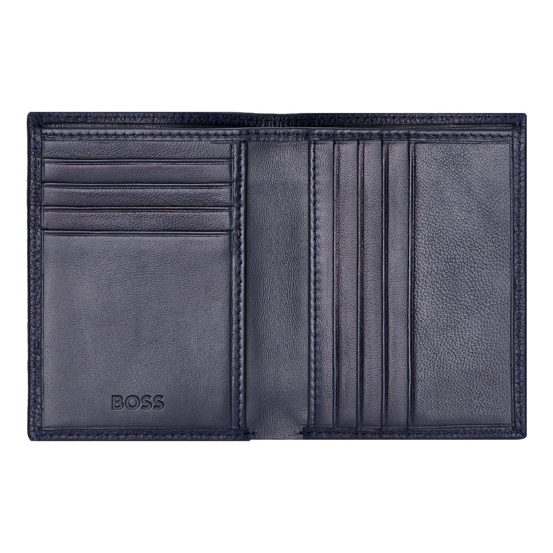 Hugo Boss klassischer Klappkartenhalter, genarbtes Marineblau, HLE416N