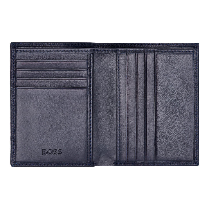Hugo Boss klassischer Klappkartenhalter, genarbtes Marineblau, HLE416N