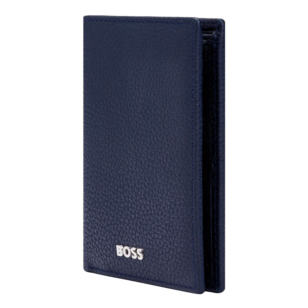 Hugo Boss klassischer Klappkartenhalter, genarbtes Marineblau, HLE416N