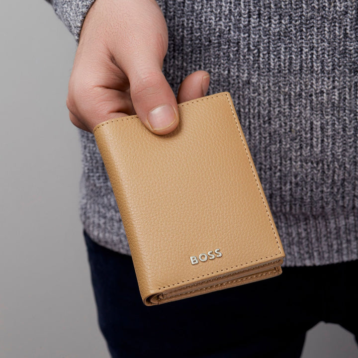 Hugo Boss Porta carte trifold Classic Grained Camel HLF416X