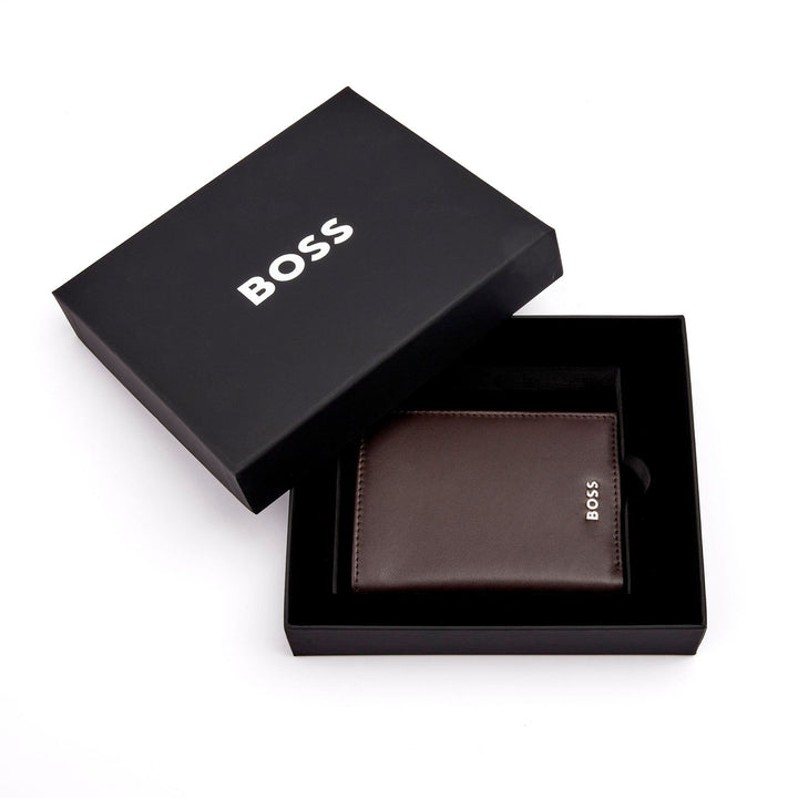 Hugo Boss Porte-cartes avec rabat et poche pour argent Classic Smooth Brown HLG403Y