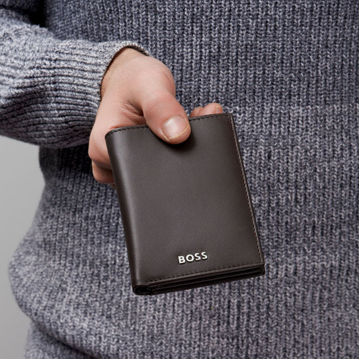 Hugo Boss Porte-cartes avec rabat et poche pour argent Classic Smooth Brown HLG403Y