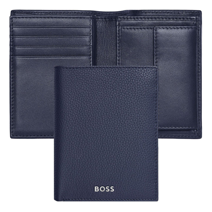 Hugo Boss Porte-cartes avec rabat et poche pour billets Classic Grained Navy HLG416N