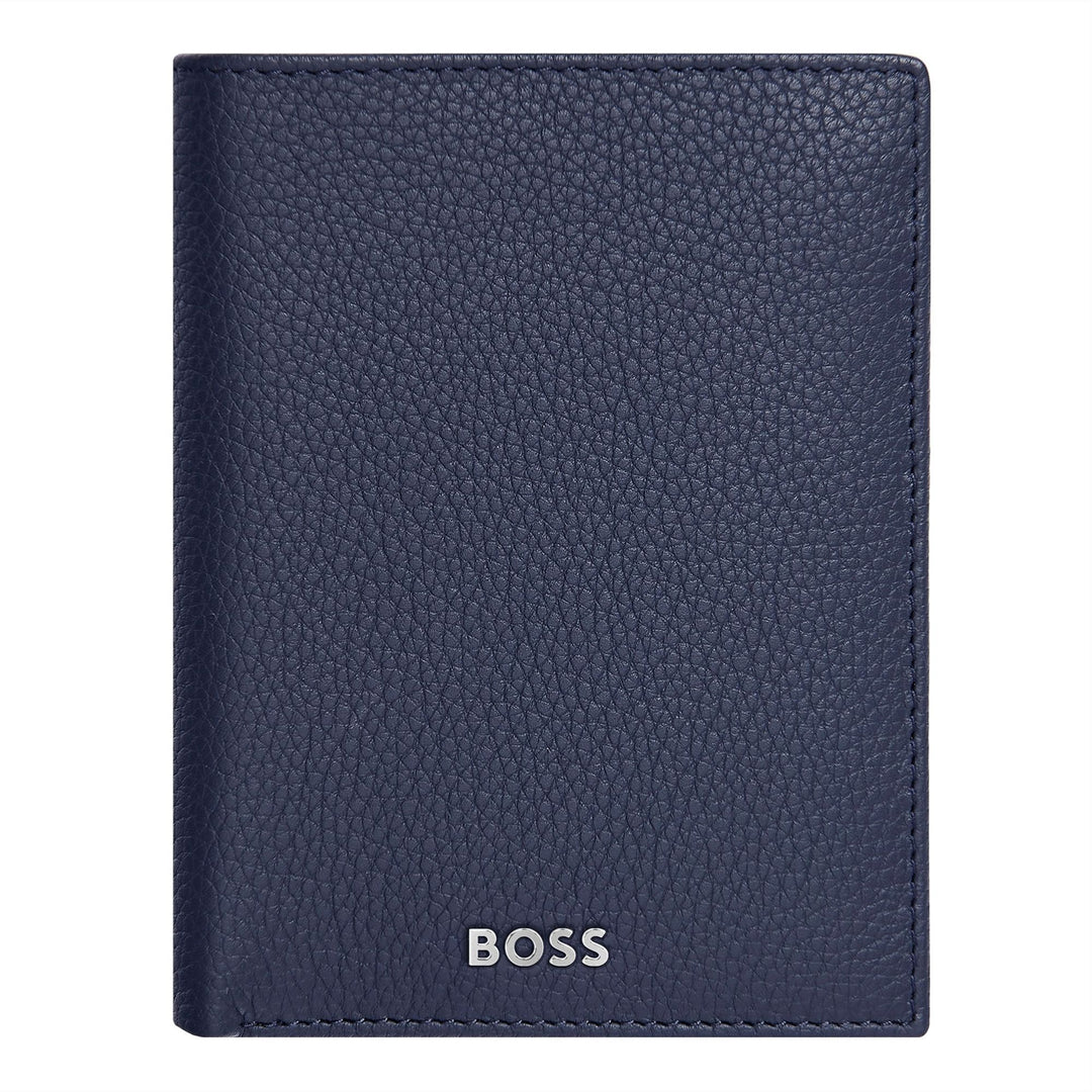 Hugo Boss Porte-cartes avec rabat et poche pour billets Classic Grained Navy HLG416N