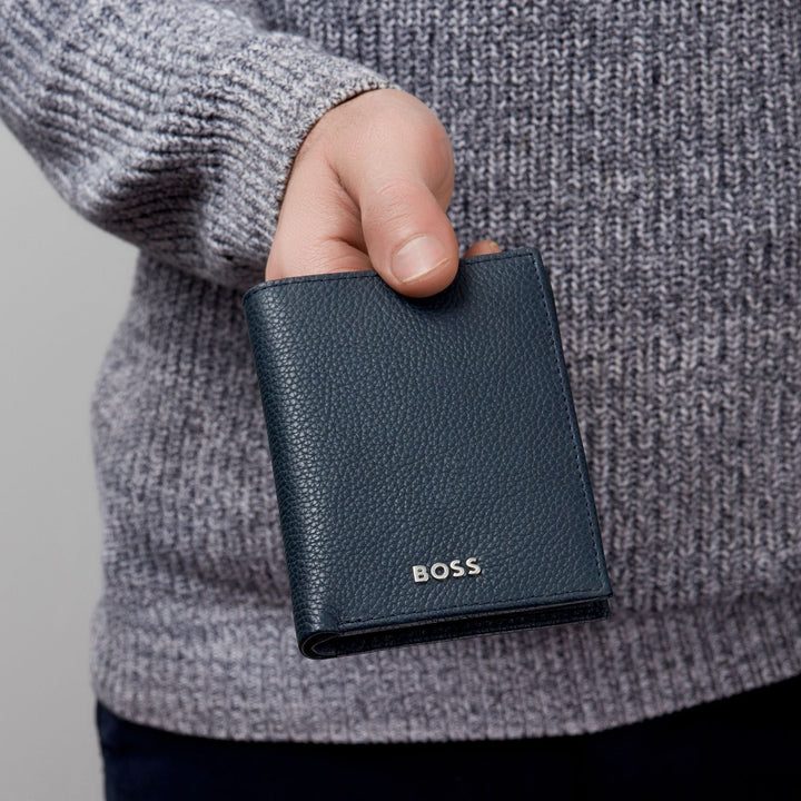 Hugo Boss Porte-cartes avec rabat et poche pour billets Classic Grained Navy HLG416N