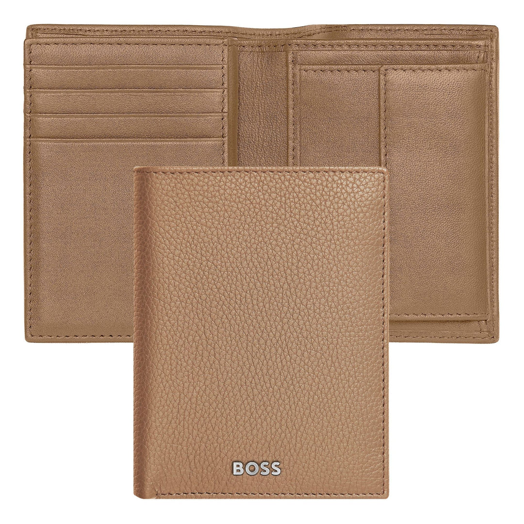 Hugo Boss Tarjetero con solapa y bolsillo para billetes Classic Grained Camel HLG416X