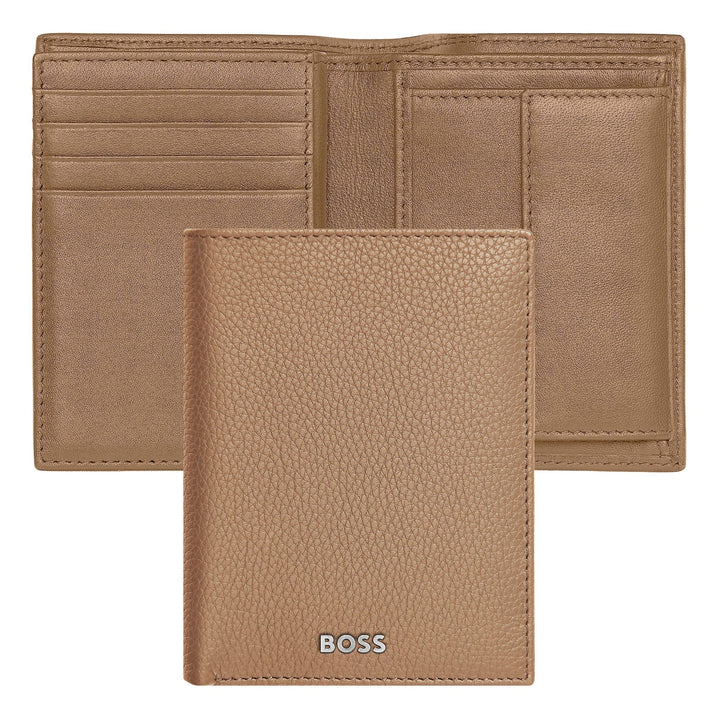 Hugo Boss Tarjetero con solapa y bolsillo para billetes Classic Grained Camel HLG416X