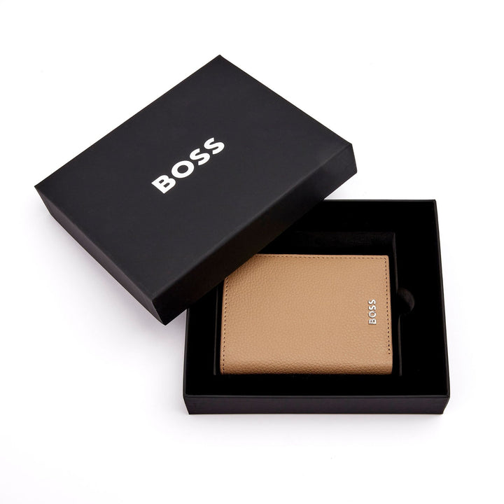 Hugo Boss Tarjetero con solapa y bolsillo para billetes Classic Grained Camel HLG416X