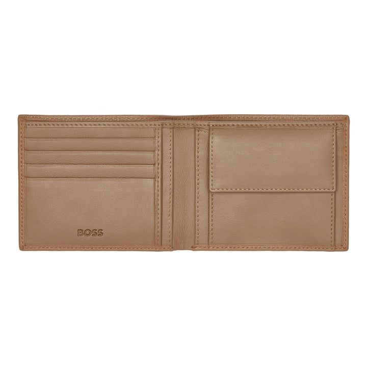 Hugo Boss klassische granulierte Kamelgeldbörse HLM416X