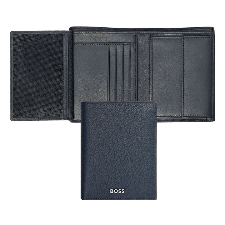 Hugo Boss Portefeuille vertical à rabat Classic Granulated Navy HLO416N