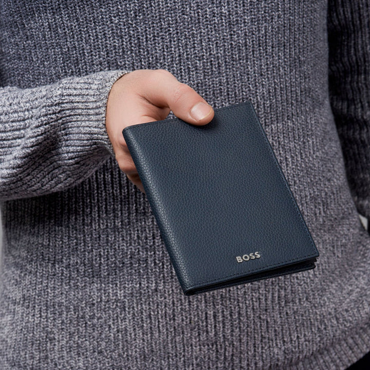 Hugo Boss Portefeuille vertical à rabat Classic Granulated Navy HLO416N