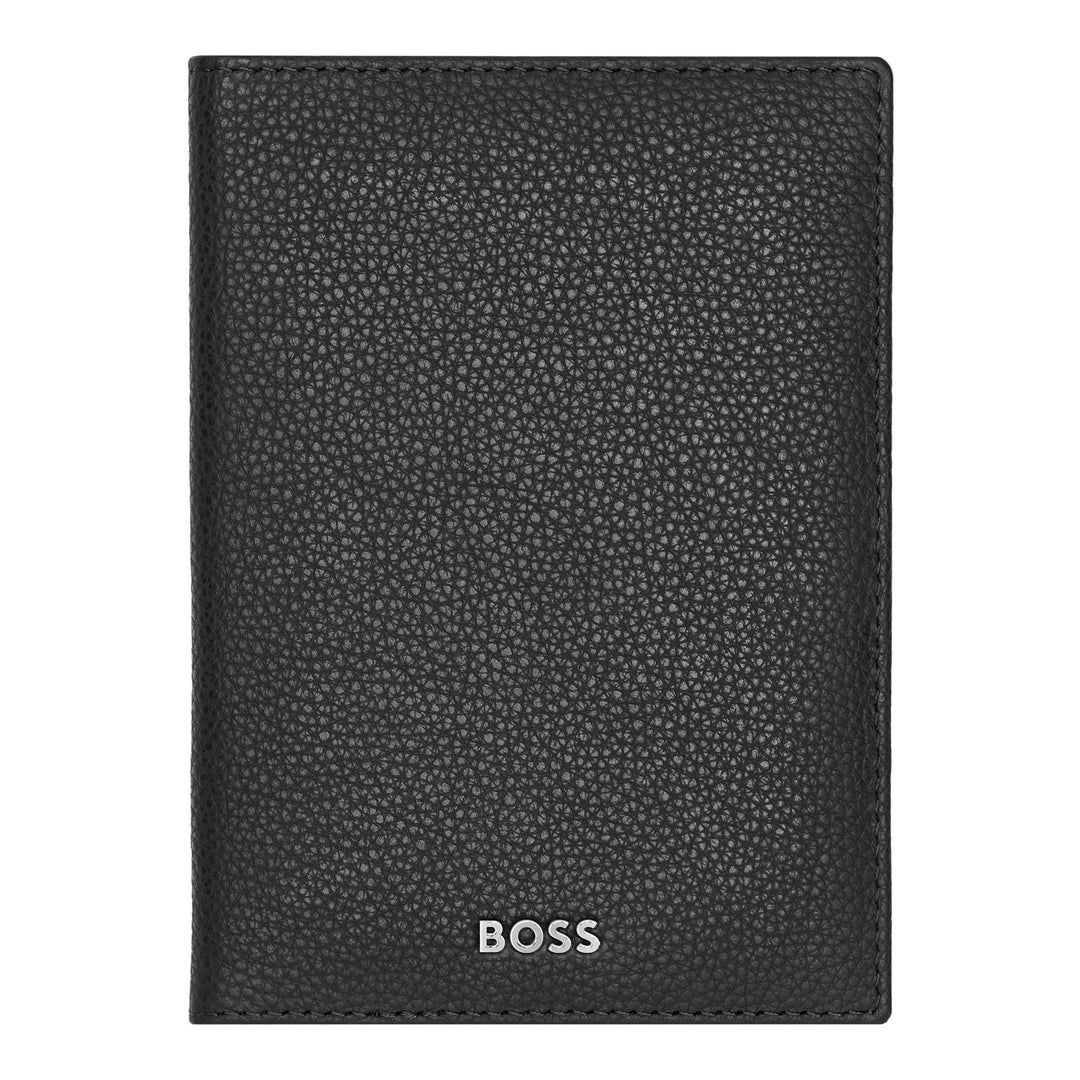 Hugo Boss Reisepasshülle Klassisch genarbtes Schwarz HLP416A