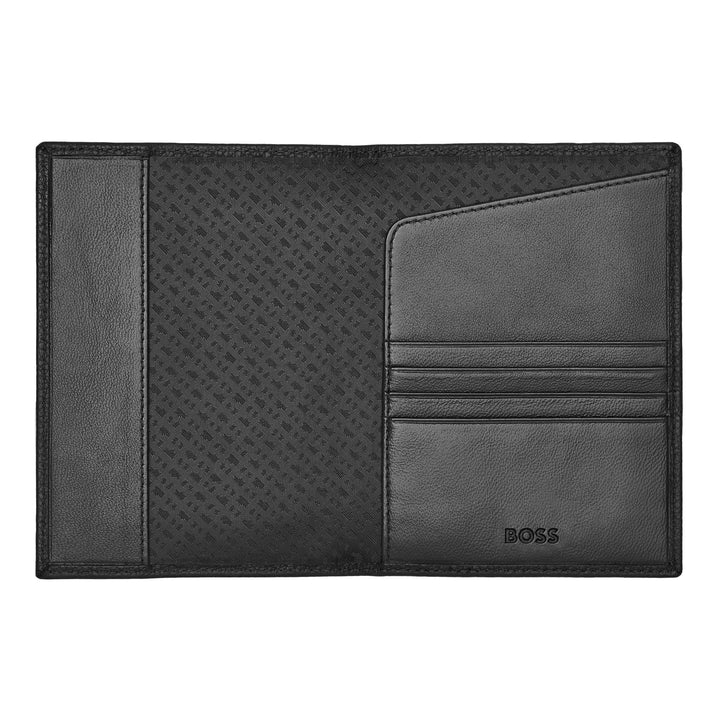 Hugo Boss Reisepasshülle Klassisch genarbtes Schwarz HLP416A