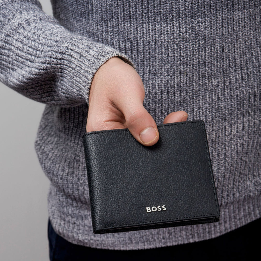 Portefeuille à rabat classique Hugo Boss Noir granulé HLY416A