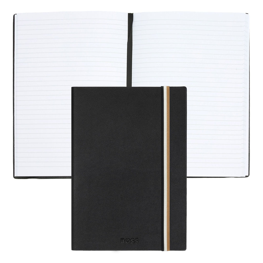 Hugo Boss Cuaderno A5 icónico con rayas negras HNH321AL