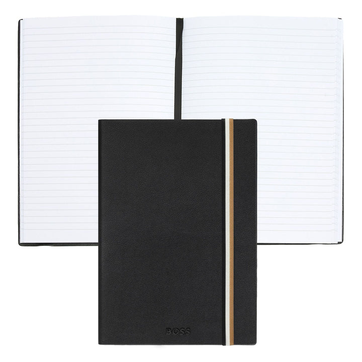 Hugo Boss Cuaderno A5 icónico con rayas negras HNH321AL