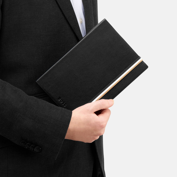 Hugo Boss Cuaderno A5 icónico con rayas negras HNH321AL