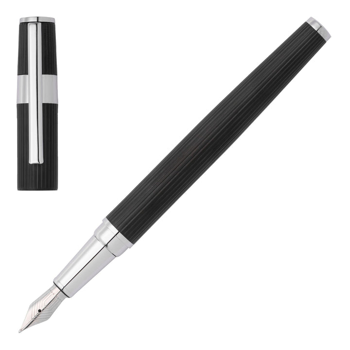 Hugo Boss Gear Pinstripe Fountain Pen Black / Chrome HSV2852A