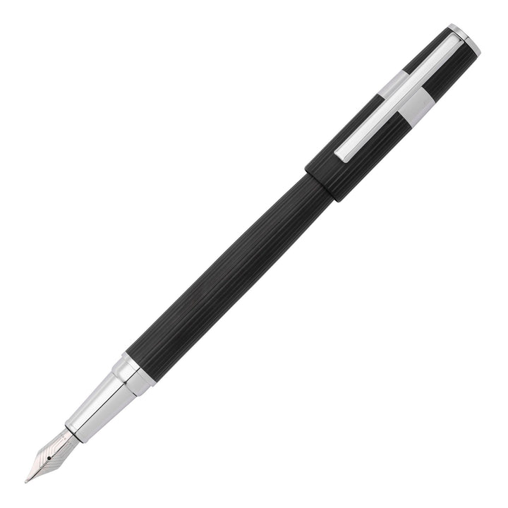 Hugo Boss Gear Pinstripe Fountain Pen Black / Chrome HSV2852A