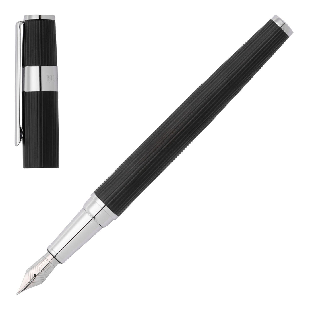 Hugo Boss Gear Pinstripe Fountain Pen Black / Chrome HSV2852A