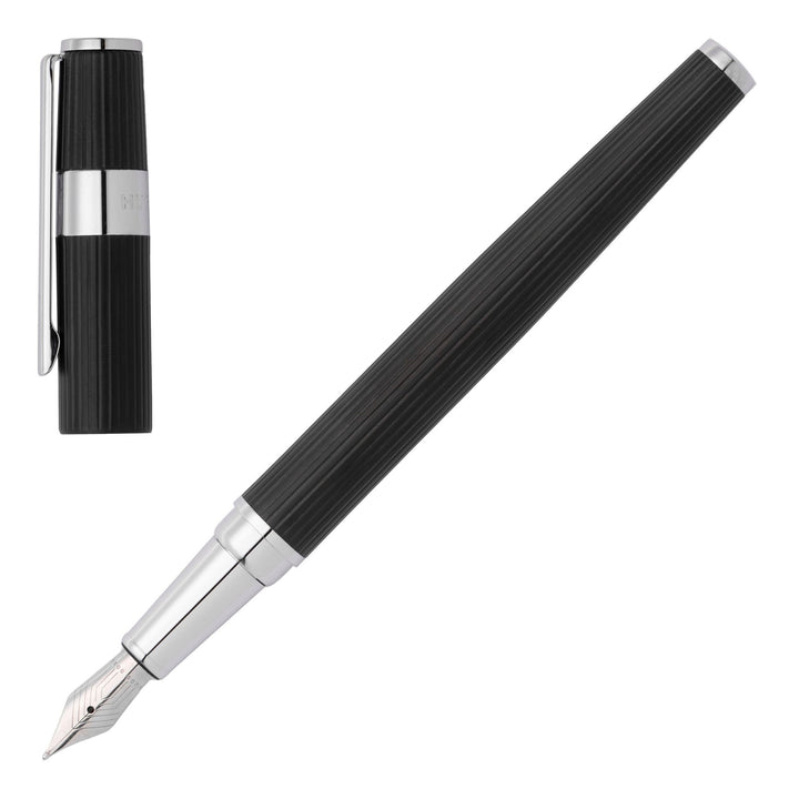 Hugo Boss Gear Pinstripe Fountain Pen Black / Chrome HSV2852A