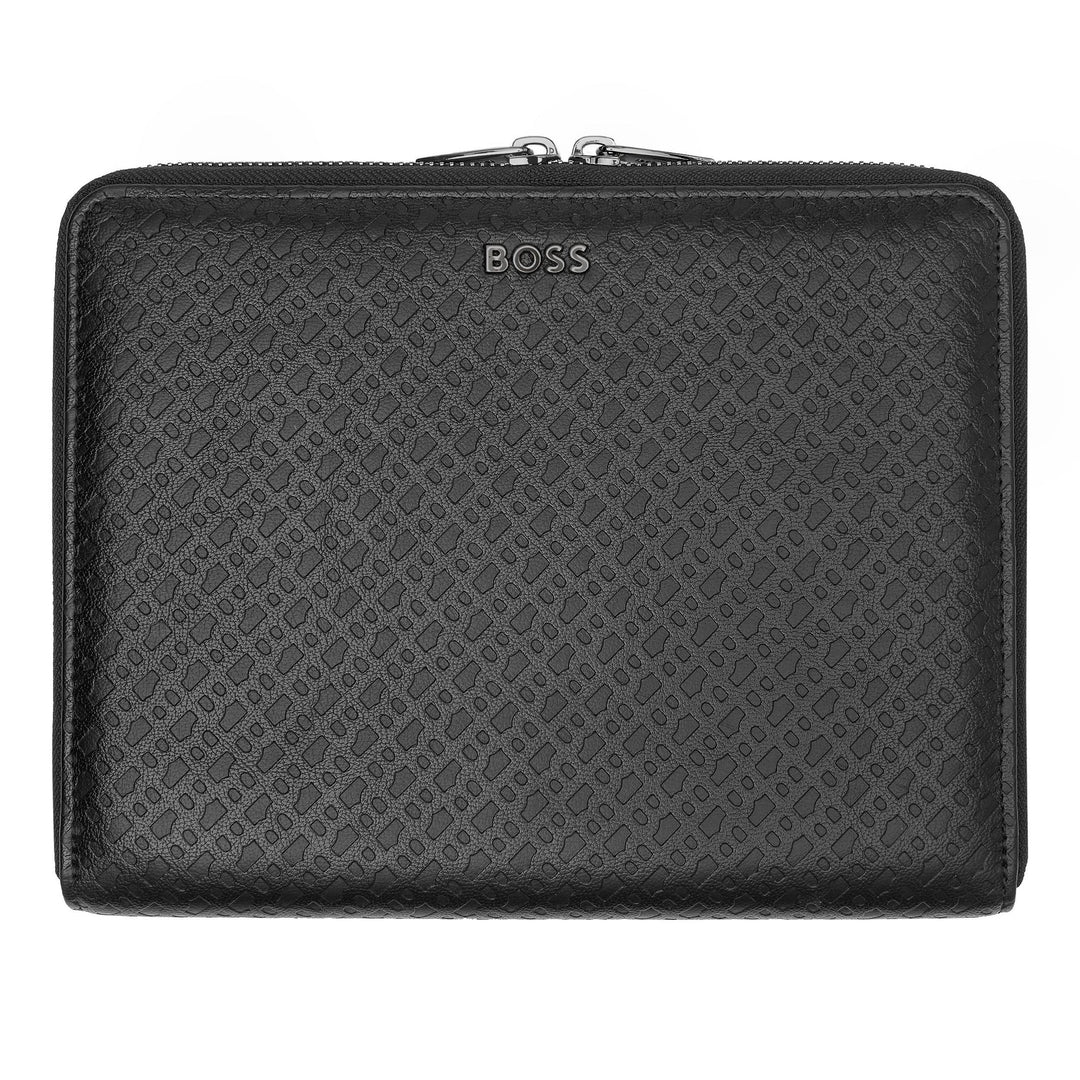 Hugo Boss Conférencier A5 Monogramme Zippé Noir HTM411A
