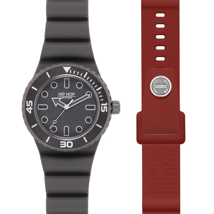 Reloj Hip Hop BURDEOS/GRIS Colección Master 41mm HWU13334