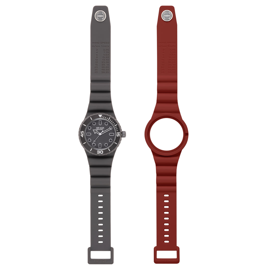 Reloj Hip Hop BURDEOS/GRIS Colección Master 41mm HWU13334