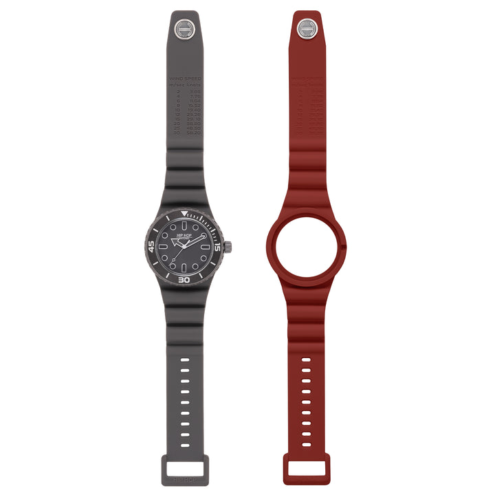Reloj Hip Hop BURDEOS/GRIS Colección Master 41mm HWU13334