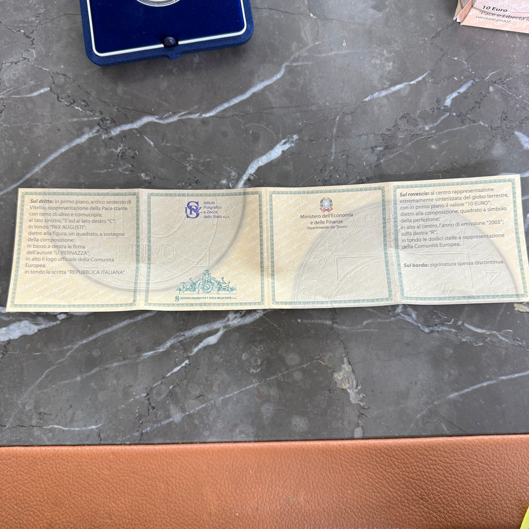 Moneta argento 10€ Pace e Libertà in Europa versione proof