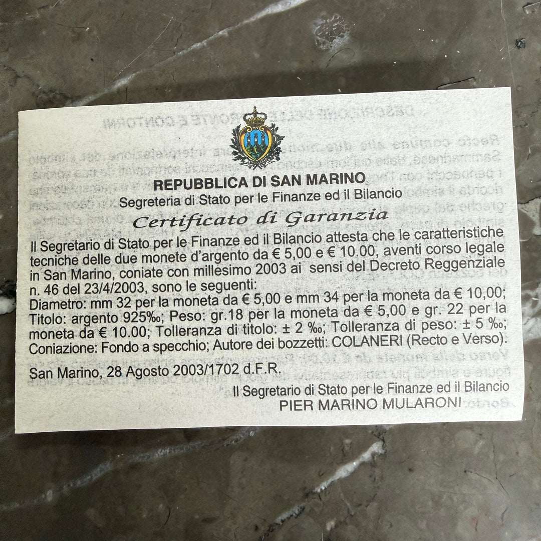 Pièces en argent 5 € 10 € République de Saint-Marin Jeux Olympiques 2004
