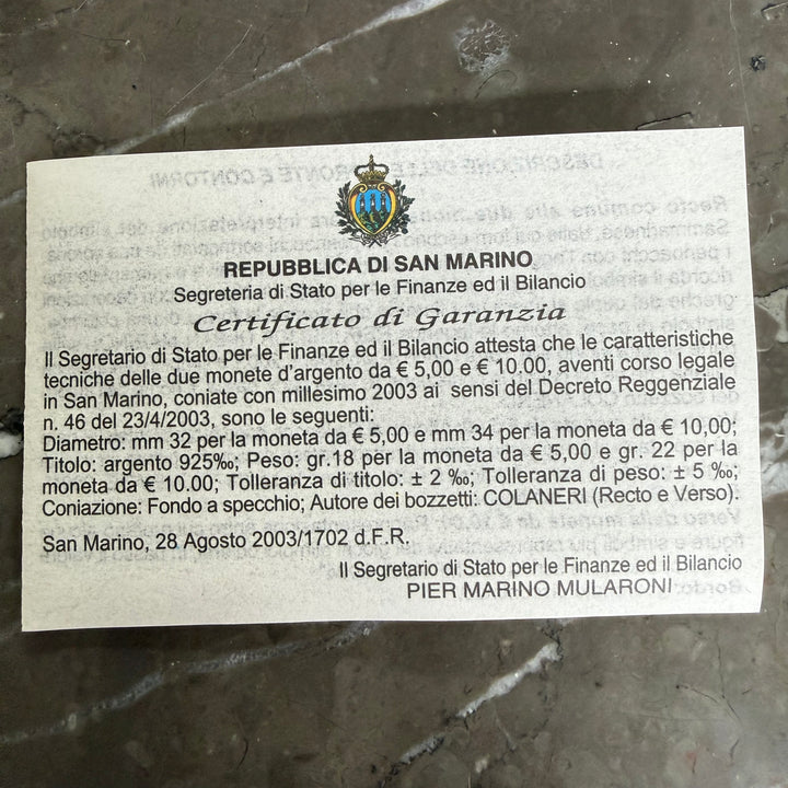 Pièces en argent 5 € 10 € République de Saint-Marin Jeux Olympiques 2004