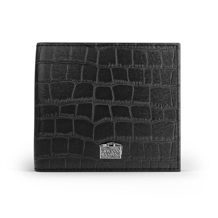 Giovanni Raspini portafoglio pelle croco nera argento 925 L0024