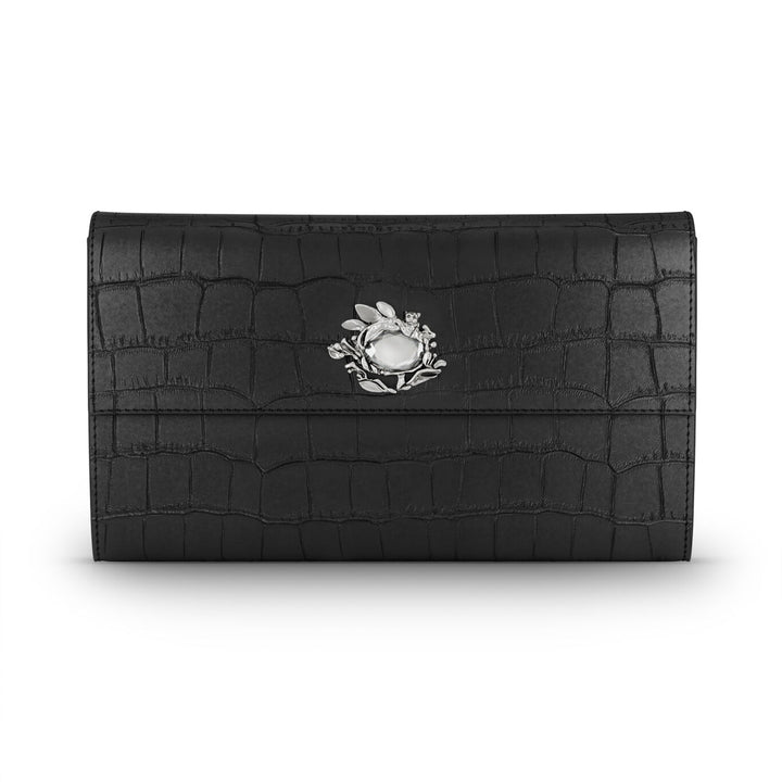 Giovanni Raspini continental jungle cuir croco noir bronzeblanc L0026
