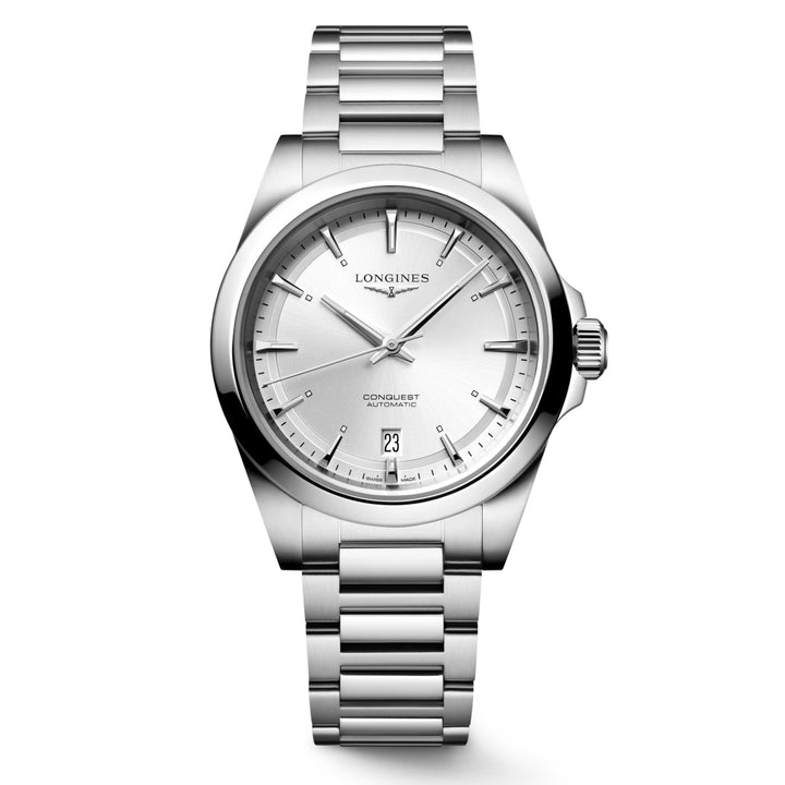 Reloj Longines Conquest 38mm plateado automático de acero L3.720.4.72.6