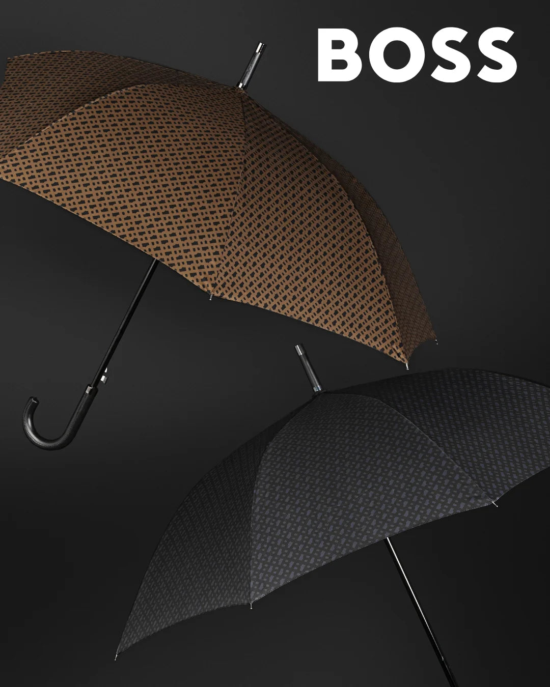 Hugo Boss Monogramm Regenschirm Dunkelgrau HUN310J
