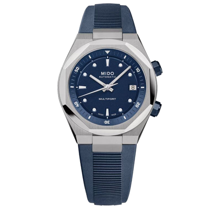 Mido-Uhr Multifort 8 Two Crowns 38,4 x 40 mm blauer Automatikstahl M047.507.17.041.00
