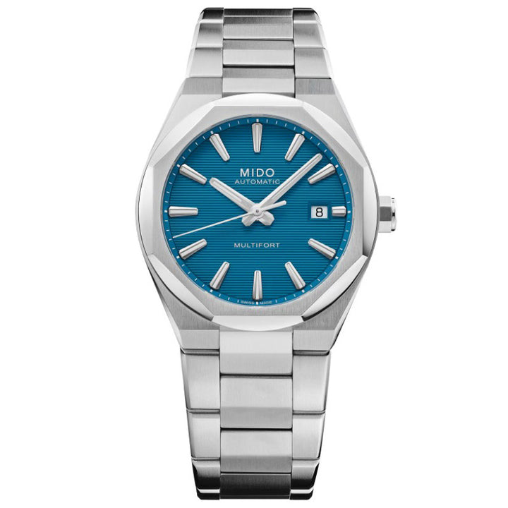 Montre Mido Multifort 8 One Crown turquoise 40mm automatique acier M055.507.11.041.00