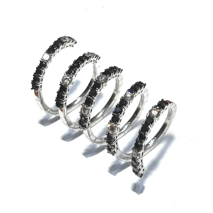 Sidalo anello Spirale oro bianco 18kt diamanti bianchi e nero M 5043-BN