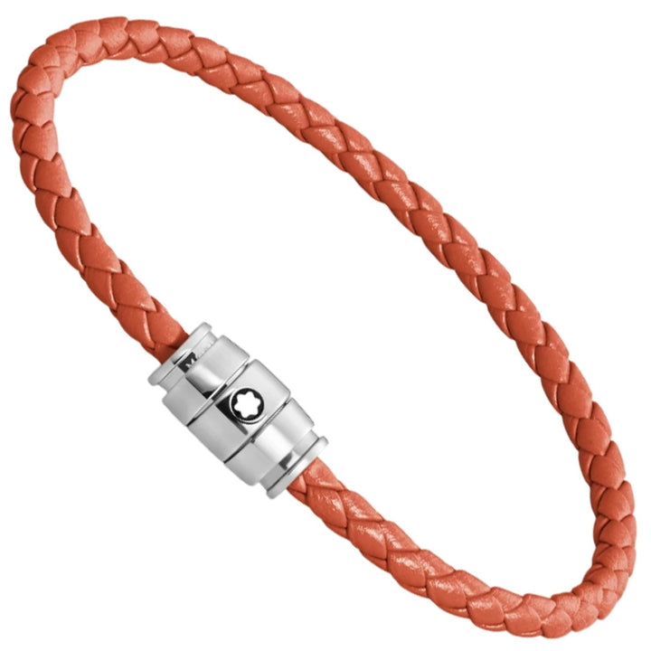 Brazalete Montblanc de acero con 3 anillos y cuero Meisterstück Cayenne talla S 13429160