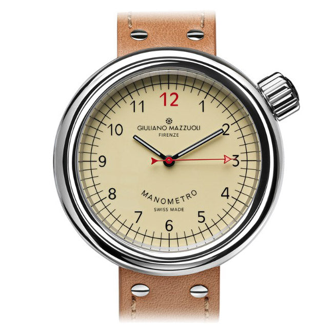 Giuliano Mazzuoli Manometeruhr 45 mm elfenbeinfarbener Automatikstahl MRP01N