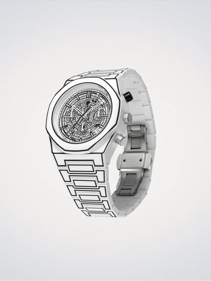 D1 Milano White Sketch Polychrono 40.5 mm D1-PHBJ13