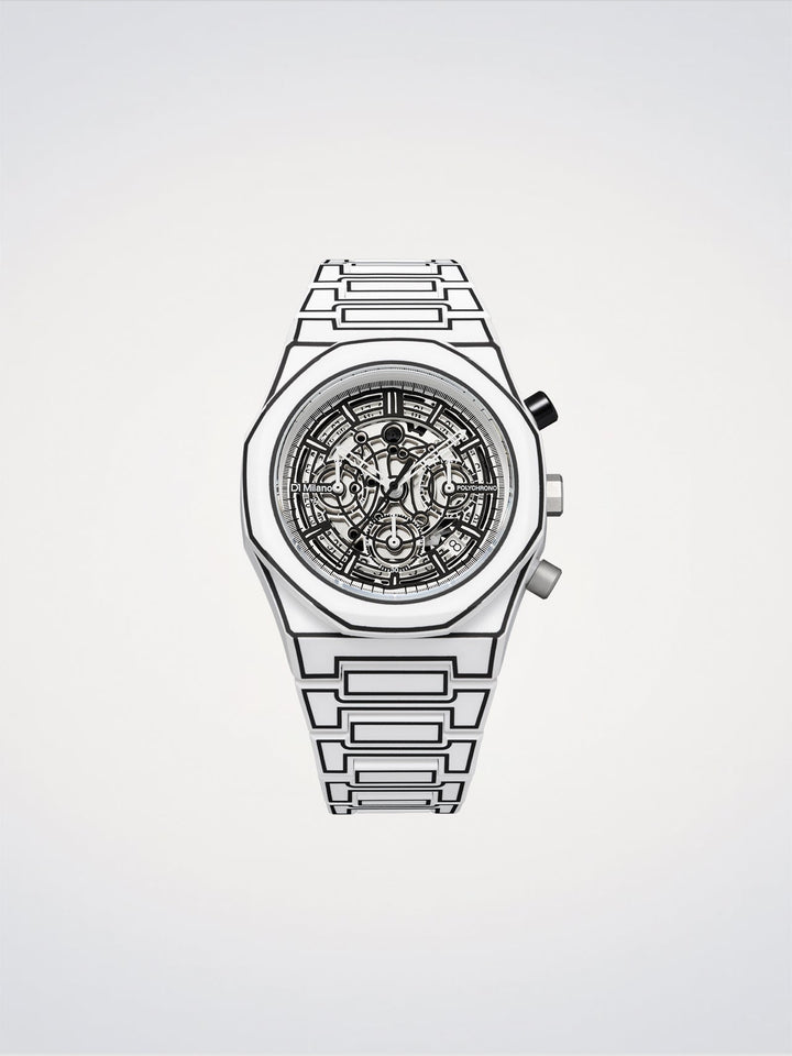 D1 Milano White Sketch Polychrono 40.5 mm D1-PHBJ13