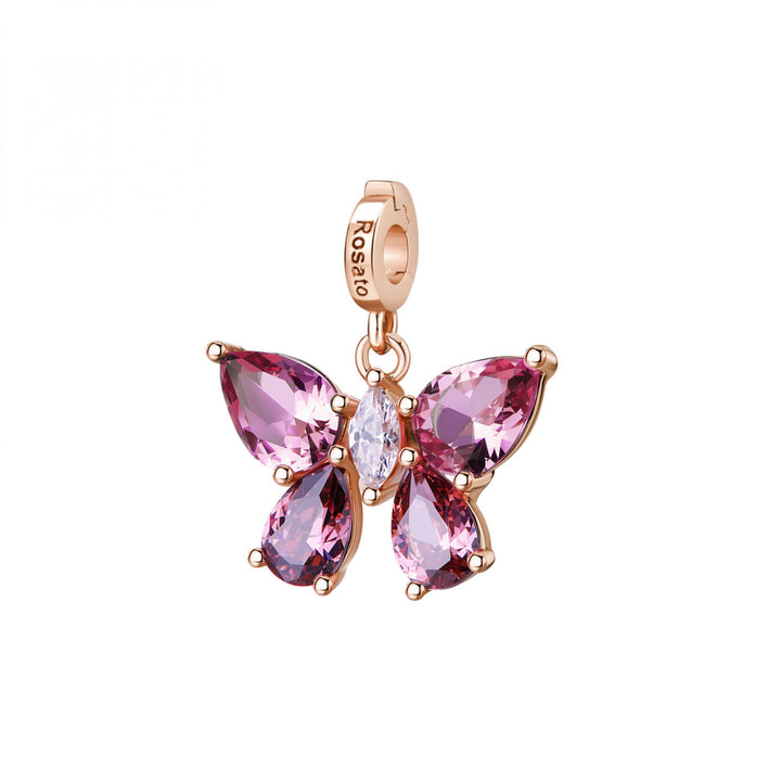 Colgante Rosato Rebirth Butterfly para Fondazione Veronesi Plata 925 PVD acabado en oro rosa circonita cúbica RZLE089