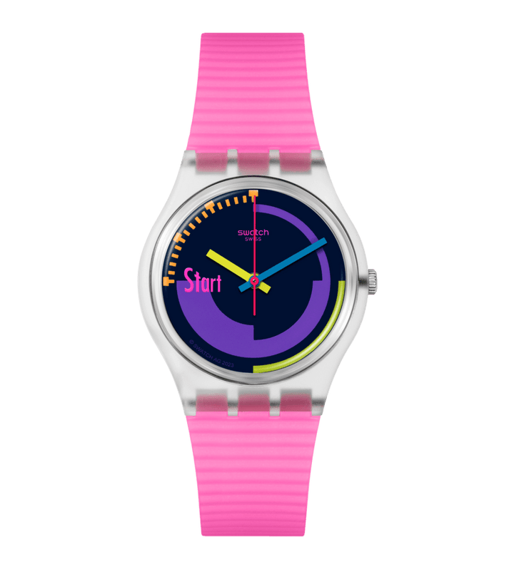 Swatch watch NEON PINK PODIUM Original Gent 34mm SO28K111